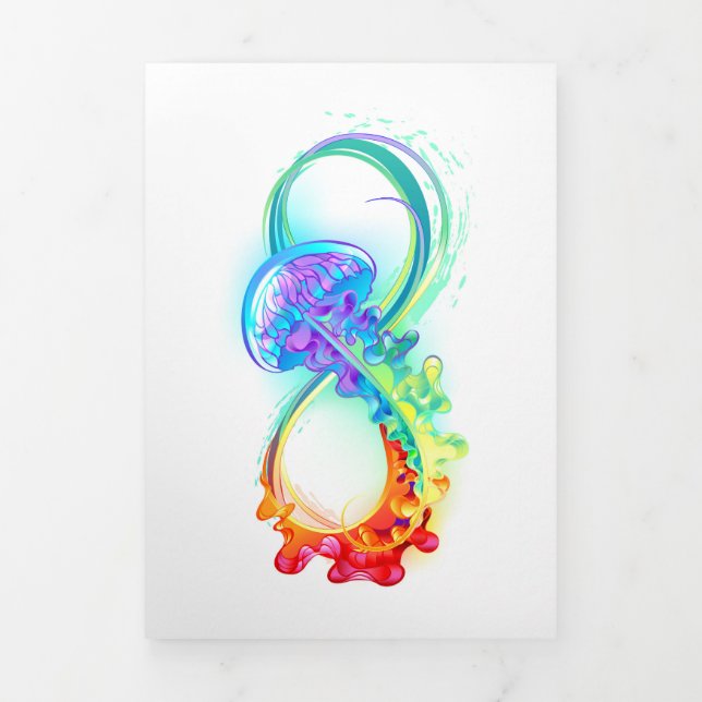 Infinity with Rainbow Jellyfish Tri-Fold Invitation (Cover)