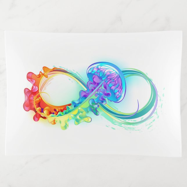 Infinity with Rainbow Jellyfish Trinket Tray (Front)
