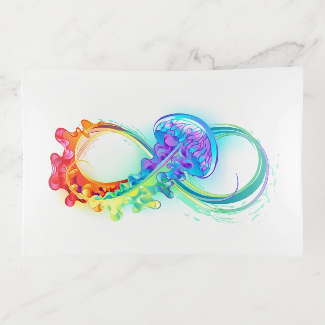 Infinity with Rainbow Jellyfish Trinket Tray (Front)