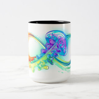 Infinity with Rainbow Jellyfish Two-Tone Coffee Mug