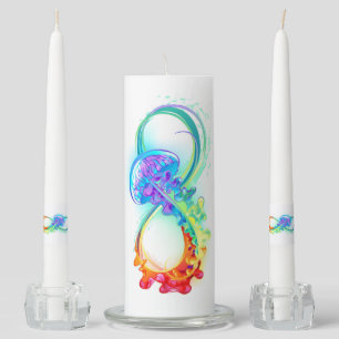 Infinity with Rainbow Jellyfish Unity Candle Set