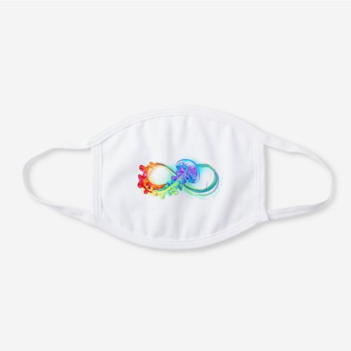 Infinity with Rainbow Jellyfish White Cotton Face Mask