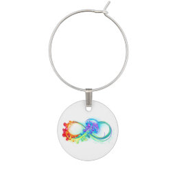Infinity with Rainbow Jellyfish Wine Charm