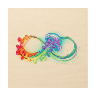 Infinity with Rainbow Jellyfish Wood Wall Art