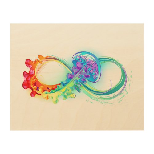 Infinity with Rainbow Jellyfish Wood Wall Art
