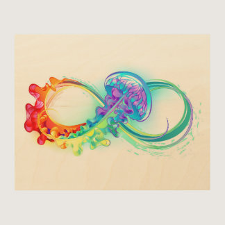 Infinity with Rainbow Jellyfish Wood Wall Art