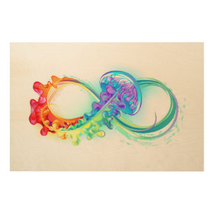 Infinity with Rainbow Jellyfish Wood Wall Art