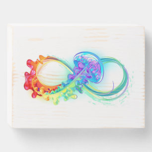 Infinity with Rainbow Jellyfish Wooden Box Sign