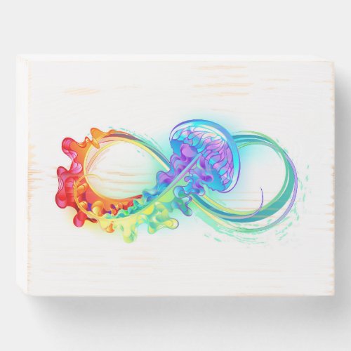 Infinity with Rainbow Jellyfish Wooden Box Sign