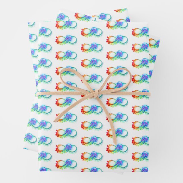 Infinity with Rainbow Jellyfish Wrapping Paper Sheets (In situ)