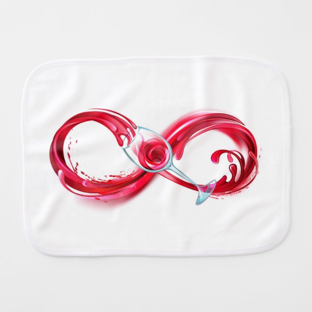 Infinity with Red Wine Baby Burp Cloth (Front Horizontal)
