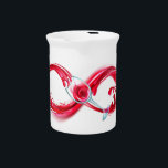 Infinity with Red Wine Beverage Pitcher<br><div class="desc">Infinity symbol of continuous stream of red wine pouring into glass wine glass on white background.</div>