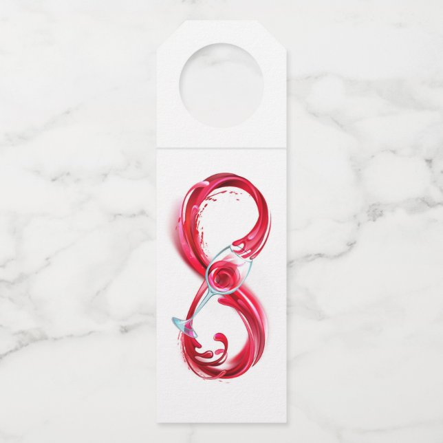 Infinity with Red Wine Bottle Hanger Tag (Front)