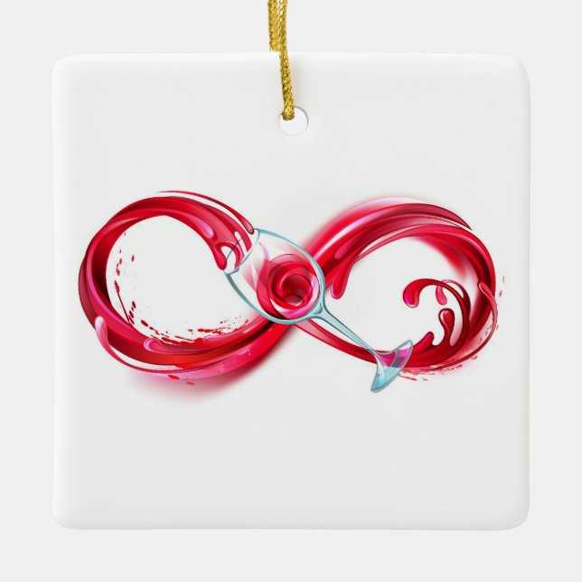 Infinity with Red Wine Ceramic Ornament (Front)