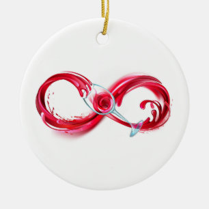 Infinity with Red Wine Ceramic Ornament