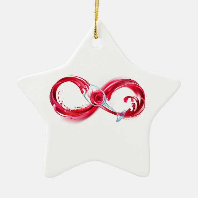 Infinity with Red Wine Ceramic Ornament (Front)