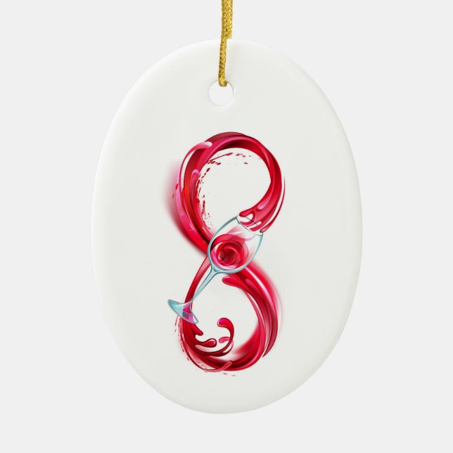 Infinity with Red Wine Ceramic Ornament (Front)