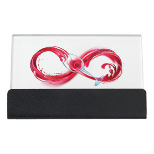 Infinity with Red Wine Desk Business Card Holder