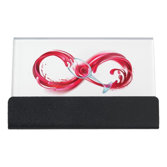 Infinity with Red Wine Desk Business Card Holder (Front)