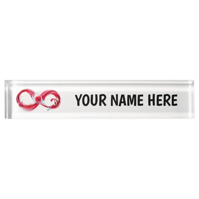 Infinity with Red Wine Desk Name Plate (Front)