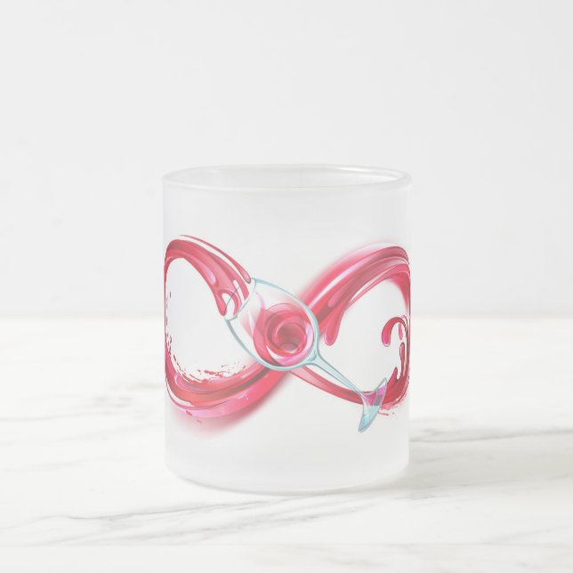 Infinity with Red Wine Frosted Glass Coffee Mug (Center)