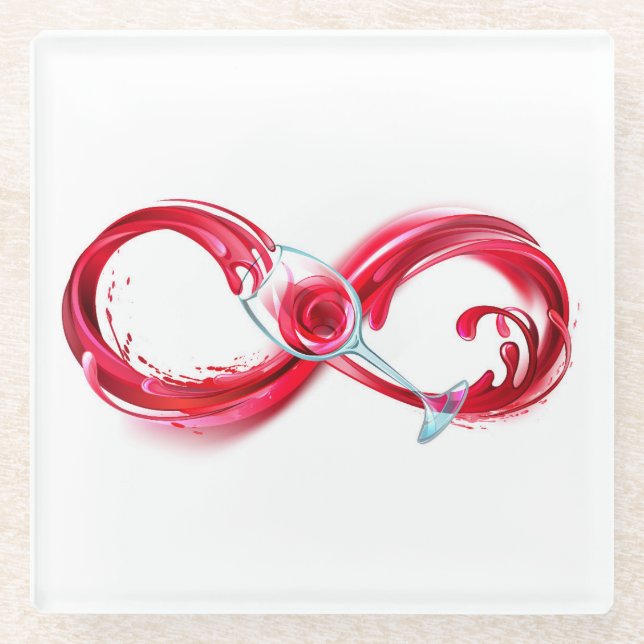 Infinity with Red Wine Glass Coaster (Front)