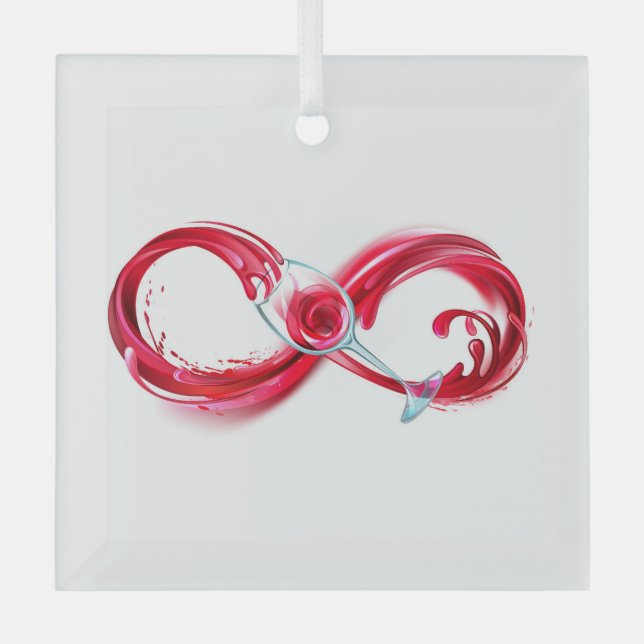 Infinity with Red Wine Glass Ornament (Front)