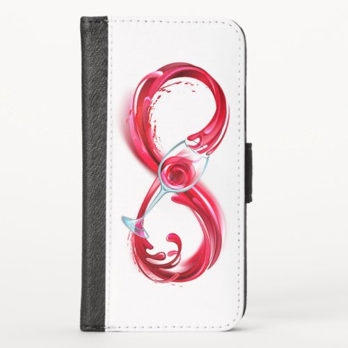 Infinity with Red Wine iPhone XS Wallet Case