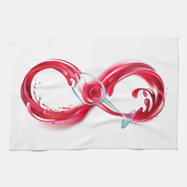 Infinity with Red Wine Kitchen Towel (Horizontal)