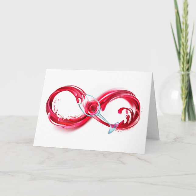 Infinity with Red Wine Letterpress Thank You Card (Front)