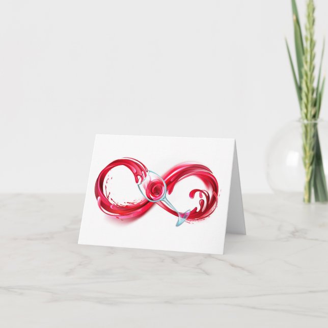 Infinity with Red Wine Letterpress Thank You Card (Front)