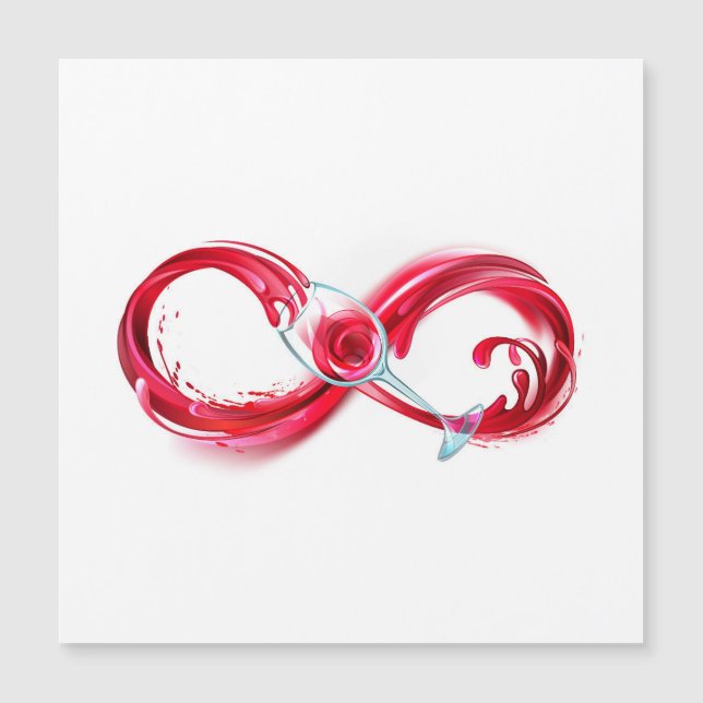 Infinity with Red Wine Magnetic Invitation (Front)