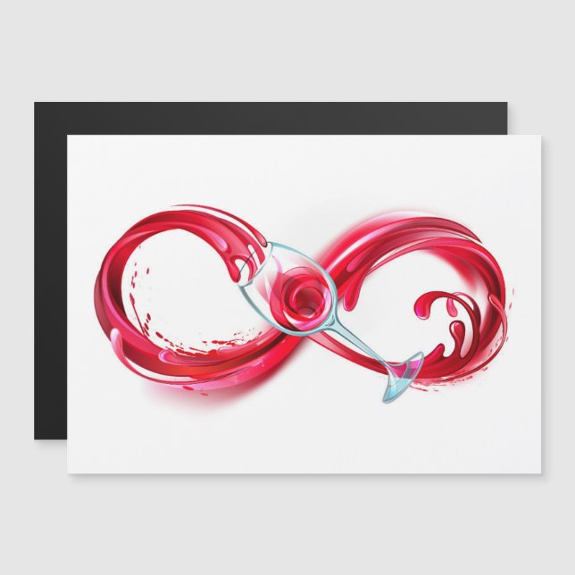 Infinity with Red Wine Magnetic Invitation (Front/Back)
