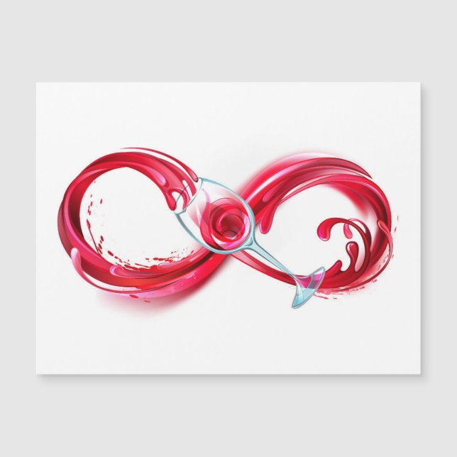 Infinity with Red Wine Magnetic Invitation (Front)