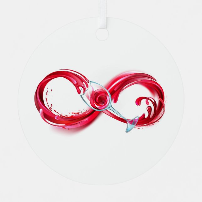 Infinity with Red Wine Metal Ornament (Front)