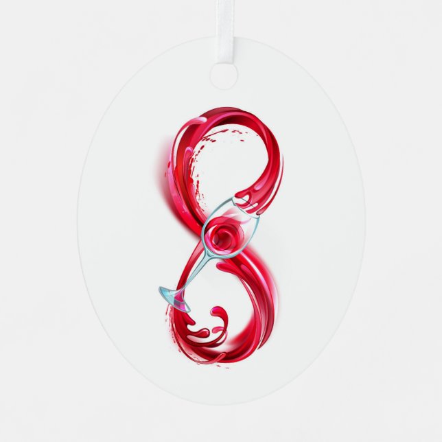 Infinity with Red Wine Metal Ornament (Front)