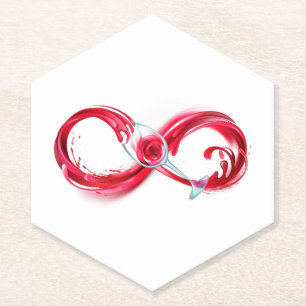 Infinity with Red Wine Paper Coaster