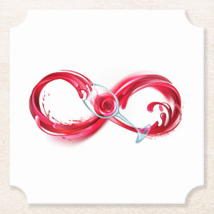 Infinity with Red Wine Paper Coaster