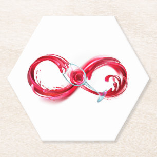 Infinity with Red Wine Paper Coaster