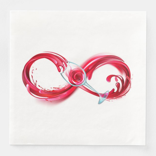Infinity with Red Wine Paper Dinner Napkins (Front)