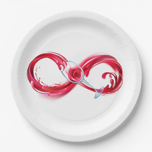 Infinity with Red Wine Paper Plates (Front)