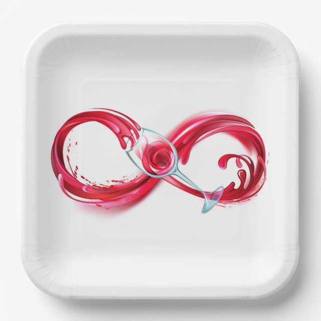 Infinity with Red Wine Paper Plates (Front)