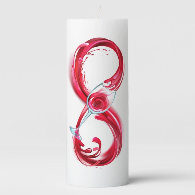 Infinity with Red Wine Pillar Candle (Front)