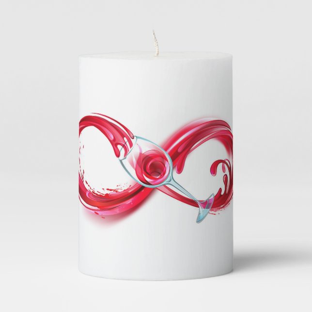 Infinity with Red Wine Pillar Candle (Front)