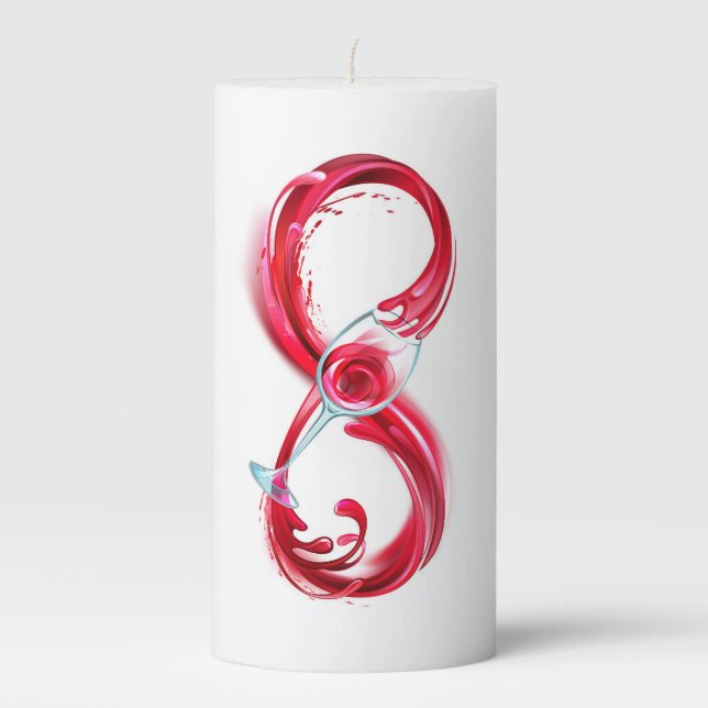 Infinity with Red Wine Pillar Candle (Front)