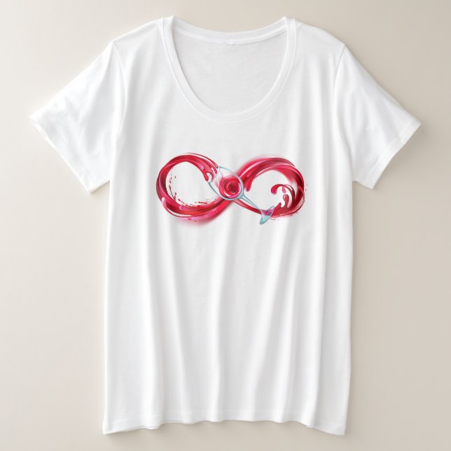 Infinity with Red Wine Plus Size T-Shirt (Design Front)