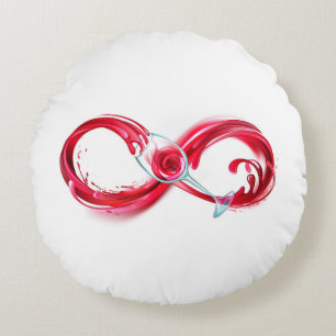 Infinity with Red Wine Round Pillow
