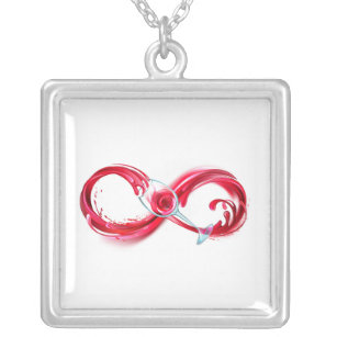 Infinity with Red Wine Silver Plated Necklace