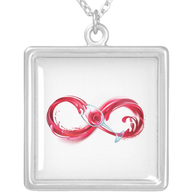 Infinity with Red Wine Silver Plated Necklace (Front)