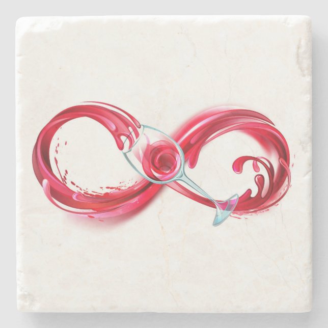 Infinity with Red Wine Stone Coaster (Front)